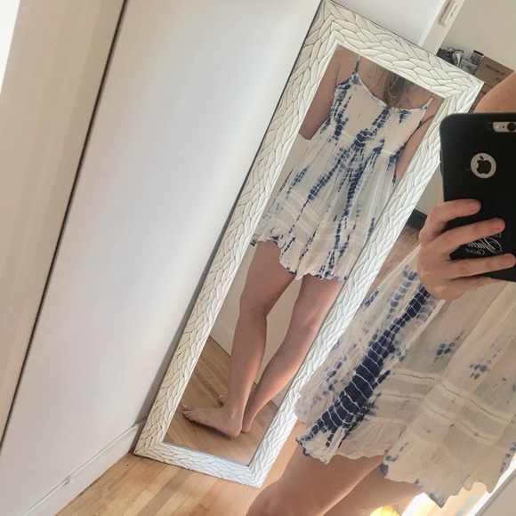 Blue and white beach dress. Baby doll - Picture 4 of 8